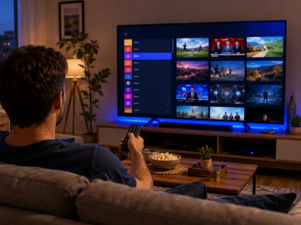 Guía de programación EPG con lista de canales en pantalla